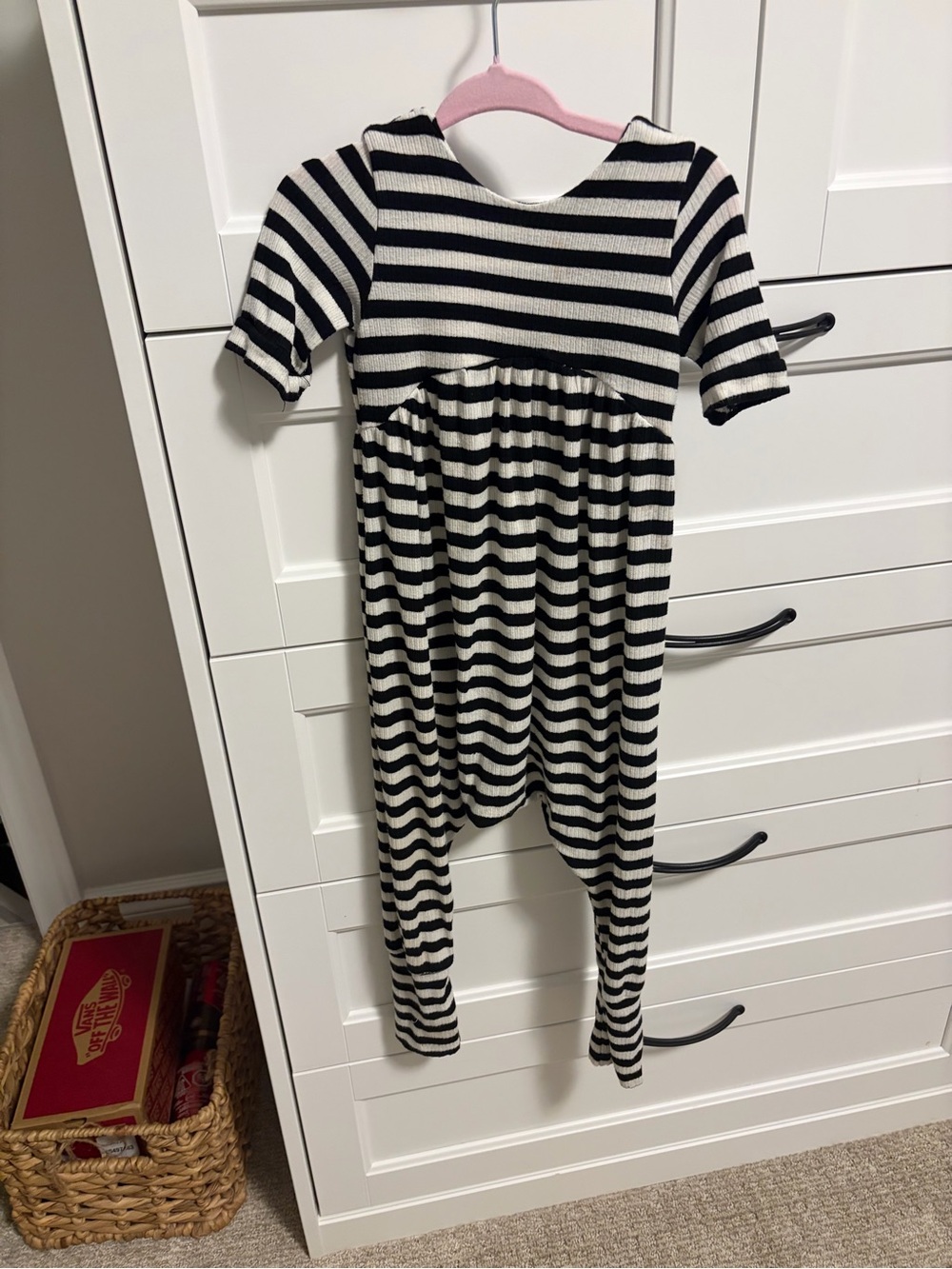 Black and white Striped Romper/Jumpsuit low back 12-24months